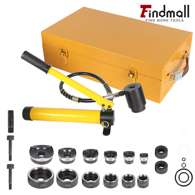 #ad Findmall 10 Ton 1 2quot; 2quot; Hydraulic Knockout Punch Driver Tool Kit With 6 Dies