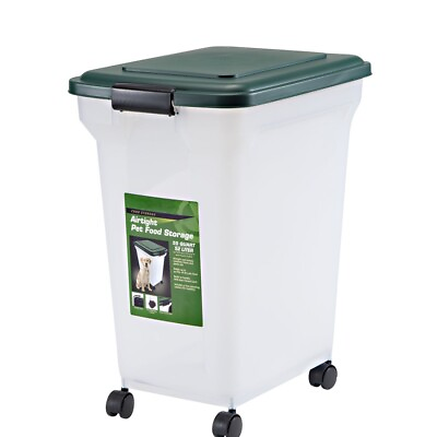 #ad 42lb 55 Qt. Airtight Pet Food Container with Scoop for Dog and Cat Food Green