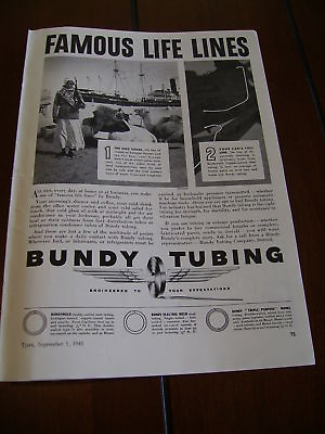 #ad 1941 BUNDY TUBING ***ORIGINAL VINTAGE PRINT AD***