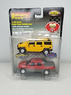 #ad 2003 Nikok 1:32 Battery Powered Twin Pack Chevrolet Avalanche amp; Hummer H2 SUV