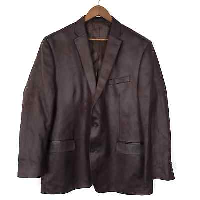 #ad Michael Kors Dark Brown Faux Suede 2 Button Blazer Jacket Sport Coat Size 46