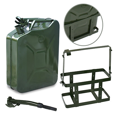 #ad 5 Gal 20L Jerry Can Gasoline Can Emergency Backup Caddy Tank W Holder