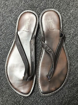 #ad Mercanti Fiorentini Women 7M Leather Flip Flops Thong Sandals Brown Italy