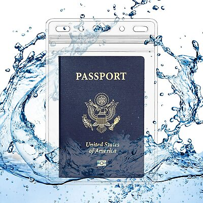 #ad 2 Pack WATERPROOF 4quot; x 6quot; Passport Holder ID Vaccination Card Protector Travel