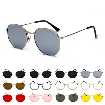 #ad Retro Hipster Sunglasses Men Women Geometric Square Vintage Metal Frame Glasses