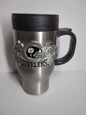 #ad Pittsburgh STEELERS NFL Football Thermo Steel Stainless Steel 16 Oz. Nice