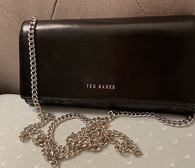 #ad Ted Baker Black Leather Wallet On A Chain