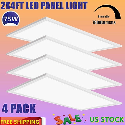 #ad 4PC 75W 2x4 LED Panel Down Light Slim Panel Ceiling Tile or Pendent Lamp Fixture $228.78