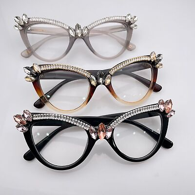 #ad Reading Glasses Womens Hand made Bling Rhinestone Cat Eye Readers 0.50 6.00 F