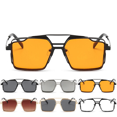#ad Steampunk Square Sunglasses Retro 90s Vintage Style Glasses Gothic Shades Gafas