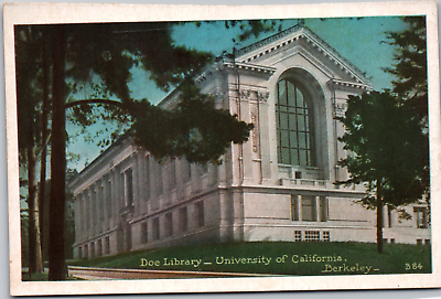 #ad Berkeley California CA University Doe Library School USA Vintage WB Postcard UP