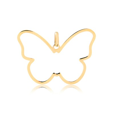 #ad 14k Solid Gold Big Hollow Butterfly Shape Pendant for Necklace for Women