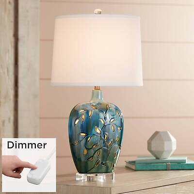 #ad Devan Modern Table Lamp 24 1 2quot; High Blue Vine Dimmer LED Nightlight for Bedroom