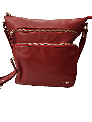 #ad Wise Owl Leather Crossbody Handbag Purse Triple Zip Never Used