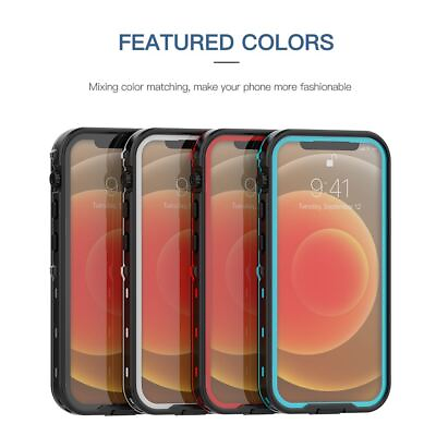 #ad iPhone Cover case For iPhone 12 Waterproof Snowproof Case W Screen Protector
