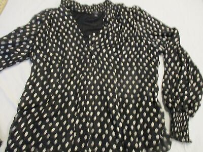 #ad Womens Haver black white polka dot blouse sz m $13.98