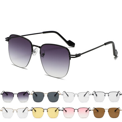 #ad Semi Rimless Square Sunglasses Men Women Classic Half Frame Sun Glasses Shades $11.69