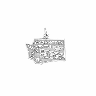 #ad Sterling Silver Washington State Charm