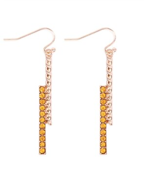 #ad Minimalistic Twisted Gold Bar Topaz Color Rhinestone Fashion Earrings
