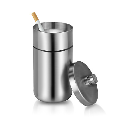 #ad Car Ashtray with Lid Stainless Steel Cigarette Ashtrays for Auto Cup Holder Wind