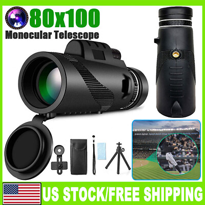 #ad Day Vision 80x100 Zoom HD Monocular Telescope BAK4Tripod US Free Shipping