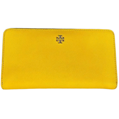 #ad Tory Burch Full Zip Around Wallet Yellow Wristlet Leather