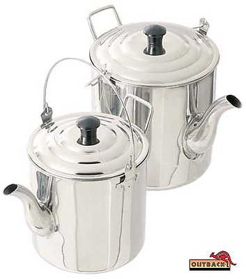 #ad Outback Stainless Steel Teapot Billy Camping Kettle 4 pint or 6 pint