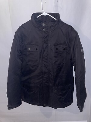 #ad Tommy Hilfiger Full Zip Lined Black Heavy Coat Men#x27;s Size L
