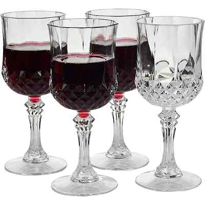 #ad Wine Elegant Glasses Plastic Crystal Like Cocktail Tableware 8 oz Cups 4 Pieces