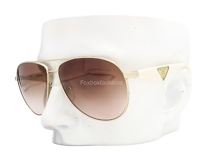#ad Prada SPR 53Q ZVN 0A6 Pilot Sunglasses Polished Pale Gold White Brown Gradient