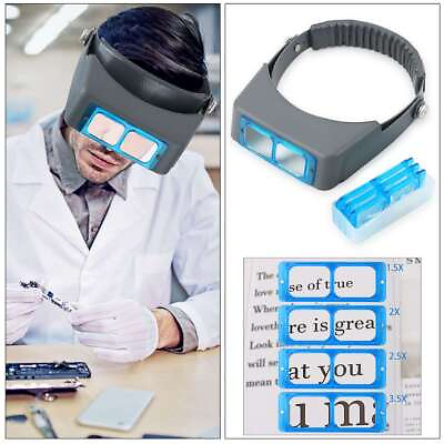 #ad Headband Magnifier Head Magnifying Visor Glasses Jewelry Watch Repair w 4 Lens
