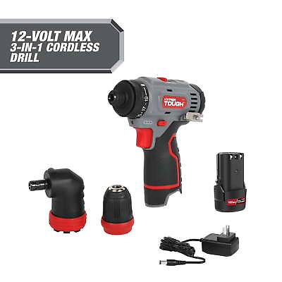#ad 12V Max Lithium Ion 3 in 1 Multi Head Power Drill Set with 1.5Ah Batteryamp;Charger