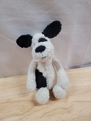 #ad Jellycat Bashful Puppy Small Plush Dog Spotted Black White Floppy Doll Baby 9quot;