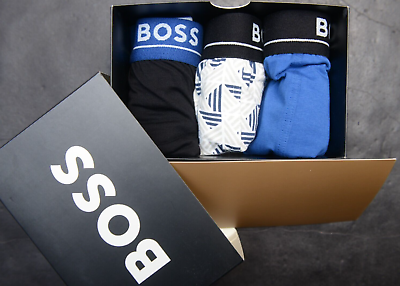 #ad Hugo Boss Mens 3 Pack Multicolor Stretch Cotton Underwear Trunk Boxer Shorts M