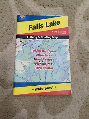 #ad Fishing Hot Spots Falls Lake North Carolina Series Waterproof Map