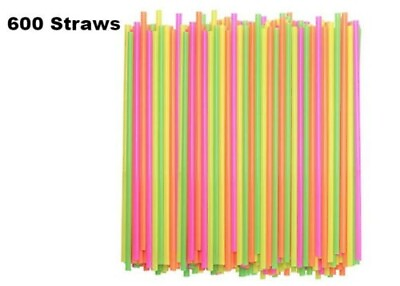 #ad 600 ct Drinking STRAWS Bendable Flexible Plastic Bendy Straw Neon Color BPA FREE