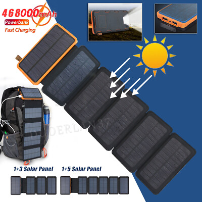 #ad 46800mah Portable Solar Mobile Phone Charger Panel Power Bank Waterproof Outdoor