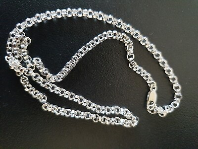 #ad 10g Hallmarked 16 Inch Genuine 925 Sterling Silver Belcher Chain Necklace 41CM