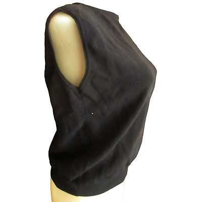 #ad Vintage Womens Zipback Top Large Sleeveless 1970#x27;s Top Blouse Handmade Black