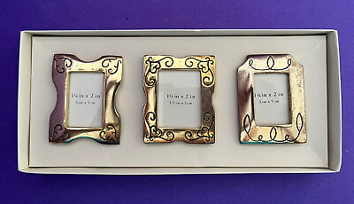 #ad Pier One Golden Etched Metal Picture Frame Minis For 1.25 x 2 in Photos SALE