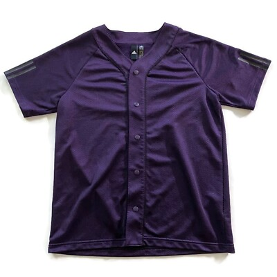 #ad Adidas M Sport Three Stripe Mesh Jersey Mens M Purple Baseball Style Snap Button