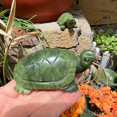 #ad Nephrite Jade Turtle Crystal Carving Hand Carved Figurine Home Garden Decor Gift $13.46
