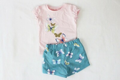 #ad NWT Girls CARTERS 2 Piece Butterfly Short Set Size 18M $11.16