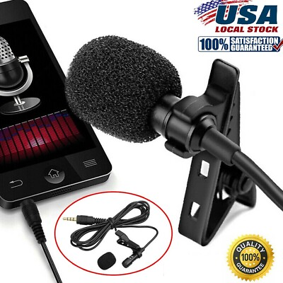 #ad Clip On Lapel Microphone Hands Free Wired Condenser Pro Lavalier Mic 3.5mm ASMR