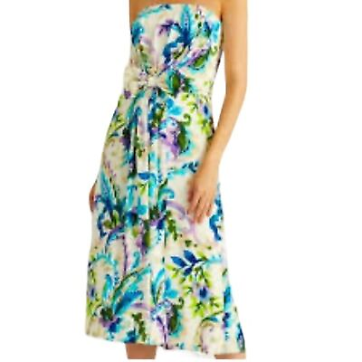 #ad Lauren Ralph Lauren Staples Multicolor Paisley Midi Dress With Front Bow NWOT