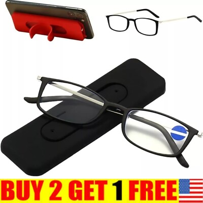 #ad Portable Anti Blue Light Presbyopia Eyeglass Reading Glasses With Phone Holder