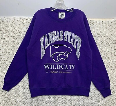 #ad Vintage Kansas State University Wildcats Lee Sport Sweatshirt Adult Large Purple