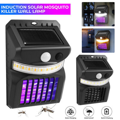#ad 2pc Solar Powered Mosquito Insect Killer Zapper LED Light Fly Bug Trap Pest Lamp