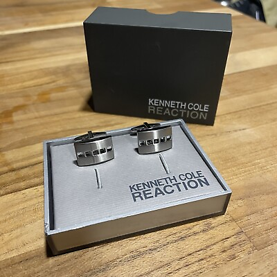 #ad Lot Of 2: Brand New Kenneth Cole Reaction Gray Silver Cufflinks With Box