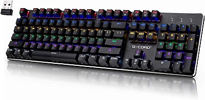 #ad Wireless Gaming Keyboard Mechanical G Cord Wired Keyboard LED Backlit 104 Keys